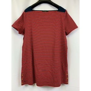 LAUREN RALPH LAUREN Striped Boat Neck Top Size 1X